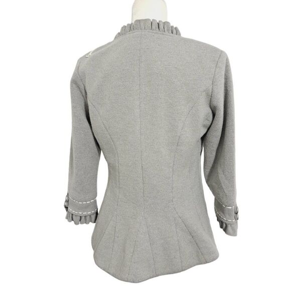 Nick & Mo Anthropologie Women's Grey 3/4 Sleeve Wool Blend Jacket Floral Patch M - Picture 3 of 7